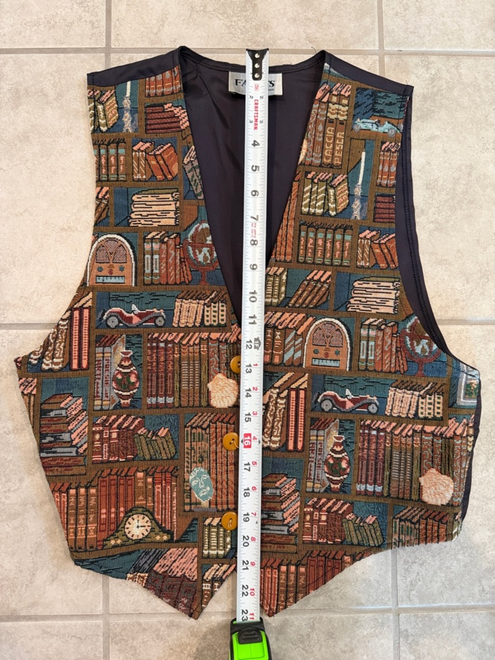FACETS Vintage Tapestry Bookcase Vest - Picture 8 of 10